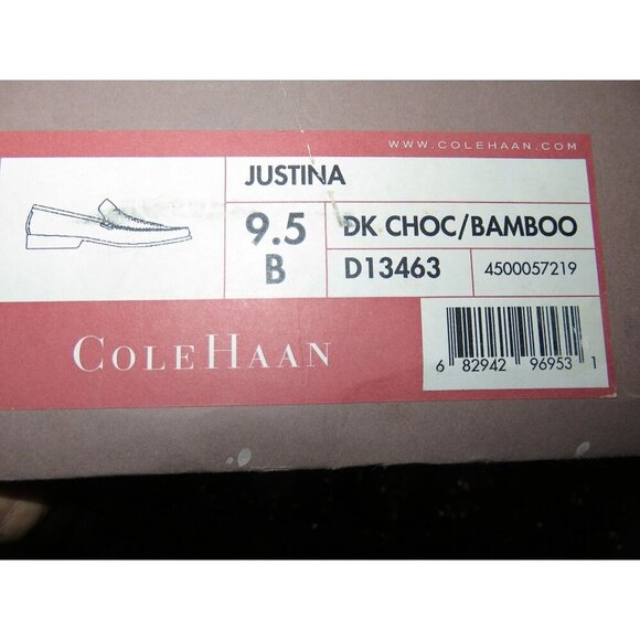 Cole Haan Chocolate Bamboo Italian Leather Center Weave Moccasin Driver Loafers - Picture 11 of 11